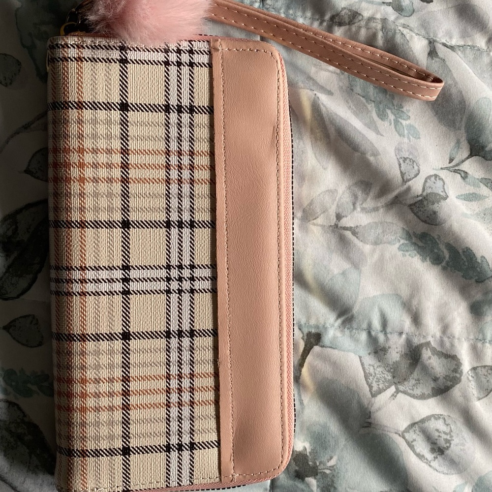 Plaid and Pink Leather Wallet